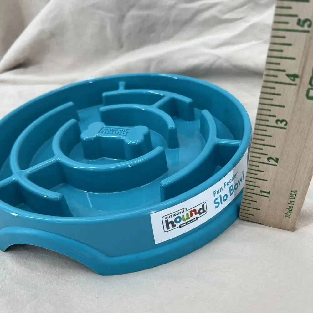 Outward Hound Fun Feeder Slow Bowl Dog Feeding Station Non-Slip 3 Cups Teal Blue